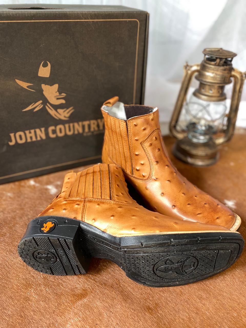 Bota Texana Cano Curto Couro, Avestruz