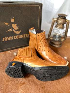 Bota Texana Cano Curto Couro, Avestruz